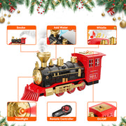 Freecat Classic Christmas Electric Train Set with Realistic Sounds, Working Headlights, Water Vapor Smoke Effects, Durable ABS Plastic, Tracks Included, for Kids Ages 3-12