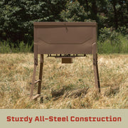 Mossy Oak 85502 Game Feeder, 300 lb Capacity, Steel Construction with Sled Base, Tan