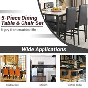 Segmart B1453 5 Piece Dining Room Table Set w/Faux Marble Table PU Leather Padded Chairs, White & Black