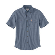 Carhartt Men's Loose Fit Midweight Chambray Button-Front Short-Sleeve Shirt, Denim Blue, 3XLarge, 104369-499