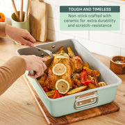 T-Fal Refresh Ceramic Nonstick Bakeware Set, 5-Piece Stackable Pans, Mint Green, Oven Safe to 450F, J177S564
