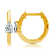 Brilliance Fine Jewelry 1/3 Ct Lab Grown Diamond Women's 14k Gold Plated Pear Hoop Huggie Earrings -Sterling Silver