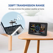 Newentor Q9-US-Nowifi Weather Station, 6-in-1 Solar Powered Outdoor Sensor, Color Display, Temperature, Humidity