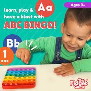 The Fidget Game ABC Bingo Educational Game with Multicolor Silicone Fidget Mats for 2-6 Players Ages 3+