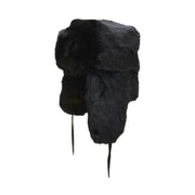 Crown Cap 2-96504 Rabbit Full-Fur Russian-Style Aviator Hat, Black, M