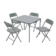 Mainstays MSD536129013015 5-Piece Resin Card Folding Table and Four Folding Chairs Set, Gray