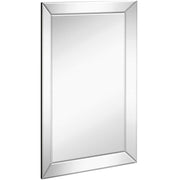 Hamilton Hills Large Silver Rectangle Beveled Wall Mirror, 24x36 Inch, Polished Wood Frame, HH1037