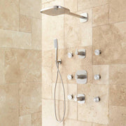 Thermostatic concealed shower mixer system - 6 Jets - Hand Shower - Showerhead - Brushed Nickel
