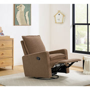 M Design Village Soho Baby Coventry Glider Recliner, Premium Boucle Fabric, Teddy Brown, 360-Degree Swivel, Multiple Reclining Positions