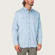 Marsh Wear Clothing MWW2025 Men's Casual Light Washed Cotton Blend Shirts w/Dual Chest Pockets, M, Light Denim