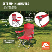 Ozark Trail Basic Chair Mesh, Red, Adult, 32.28in x 20.28in x 37.60in