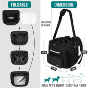 PetAmi Dog Bike Basket Soft-Sided Ventilated Pet Carrier Backpack Black Small Multi-Use PET-BBK01-BK-SP