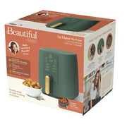 Beautiful 29026 3 Qt Air Fryer with TurboCrisp Technology, EverGood Ceramic Nonstick Coating, Thyme Green by Drew Barrymore