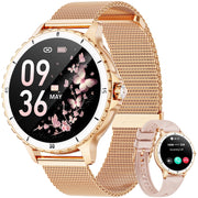 Joautrial Smart Watch, 1.27in HD Touchscreen, Bluetooth Calling, 100 Sport Modes, Fitness Tracker, Gold, 19993361727