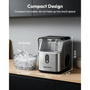 EUHOMY IM013-NSI-USEH Nugget Ice Maker Countertop, Stainless Steel, Fast 7-Minute Ice Production, 34lbs/24H Pebble Ice