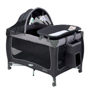 Pamo Babe P9123B-W178-Grey Baby Playard, Magic Fold 1 Step Portable Playpen Changing Table for Newborn, Four-Panels