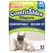 Hartz Comfitables Disposable Dog Diapers, Unisex, Medium, Adjustable Tail Hole, Velcro Tabs, Breathable Fit, 32 Count