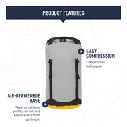 Sea To Summit Evac Lightweight Compression Dry Bag, 20 Liter, High Rise Gray, Waterproof with Air-Permeable Base, Hypalon Roll-Top Closure, Oval Base A4229-11
