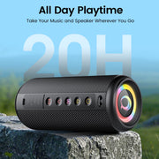Cillso Portable Bluetooth Speaker, Bluetooth 5.4, 20W HD Stereo Sound with DSP, IPX7 Waterproof, 20H Playtime, RGB Party Lights, TWS Pairing, Blue, M17