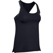 Under Armour Tech Knockout Women's Athletic Tank Top, Moisture-Wicking, 4-Way Stretch, Black and White, Large, 1389851-001