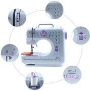 Flrhsjx Heavy Duty Sewing Machine for Beginners, 12 Built-in Stitches with Reverse Sewing, Portable Purple with Accessories