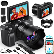 MARVUE DC089-NBUS01 8K Digital Cameras for Photography WiFi Autofocus 88MP 18X Zoom Vlogging Camera, 32GB Card, 8K UHD