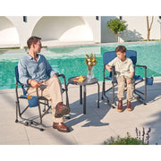 Heng Feng Ever Advanced Rocking Camping Chair, Foldable Outdoor Rocker with Removable Cup Holder, Steel Frame Supports 300 lbs, Blue