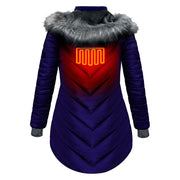 ActionHeat 5V Heated Long Puffer Jacket with Hood for Ladies - Indigo - S