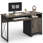 Bestier 47-Inch Computer Desk with Keyboard Tray and Storage Cabinet, Wash Gray, Reversible Layout