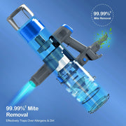 Mixfun W800 Cordless Stick Vacuum Cleaner Lightweight Led Display Screen for Pet Hair, Blue