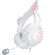 Razer Kraken Kitty V2 Wired Gaming Headset, TriForce 40mm Drivers, HyperClear Cardioid Mic, 7.1 Surround Sound, Chroma RGB Kitty Ears, White