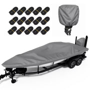 Agricasst 18-20FT Trailerable Boat Cover, 1200D Heavy Duty Waterproof Tarp Covers with Boat Motor Cover, Grey