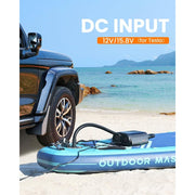 OutdoorMaster Vortex Pro Rechargeable Paddle Board Pump, Portable Electric SUP Pump with 57.72Wh Battery, 20 PSI Max Pressure, 8 Nozzles, Auto Shut-Off, Cooling System, 12V/15.8V DC Input