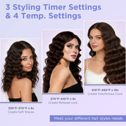 Aima Beauty 25mm Deep Wave Hair Crimper and Waver with Timer Function, Ceramic Plates, Fast Heating, Purple