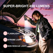 Nexpow 2500A Car Battery Jump Starter, 12V, 12000mAh Portable Power Bank, 3-Mode LED Flashlight, Pink
