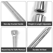 Gomok Macebell Clubbell Adjustable Steel Weighted Club 6.6-26.4 lb Silver for Muscle Building Shoulder Grip Forearms Workout