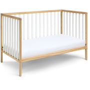 Baby Cache Deux Remi 3-in-1 Convertible Baby Crib, Durable Wood, Two-Tone Natural and White Finish, Four Adjustable Mattress Heights, 27900-NWH