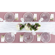 PLASTICPRO Disposable Plates Combo Set, 32 Pack, 16 10-Inch Dinner Plates, 16 7.5-Inch Salad Plates, Clear and White Contemporary Design, Heavy Duty, BPA Free