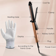 SKIMI Hair Curling Wand, 1 Inch Tourmaline Ceramic Coating, 6 Heat Settings, LED Display, Gold, DW6010