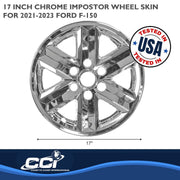 Coast To Coast IMP477X Chrome Impostor Wheel Skins, 17 Inch, Set of 4, Compatible with Ford F150 2021-2023
