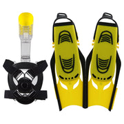 Body Glove BG22050SET-S/M-BLKYLW Aire Full Face Snorkel and Fins Set for Adults, Anti-Fo, S/M, Black/Yellow