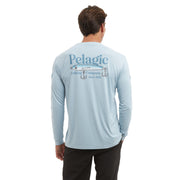 Pelagic Aquatek Stick Em Men's Long-Sleeve Fishing Shirt, Blue Fog, Medium, UPF 50+, Quick Dry 4-Way Stretch, Water and Stain Repellent