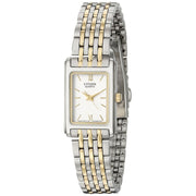 Citizen Women's Two Tone Stainless Steel Bracelet Watch, White Dial, Quartz Movement, Water Resistant 30M, EJ5854-56A