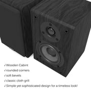 Lonpoo Passive Bookshelf Speaker, 75W x 2, Classic Wooden Near Field Monitor, 4
