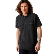 Ariat Retro Western Snap Short-Sleeve Polo for Men - Black - 2XL