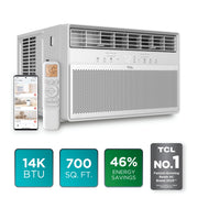 TCL 14,000 BTU Smart Inverter Window Air Conditioner, Energy Efficient, Quiet Cooling Technology, 3-in-1 Cooling Fan & Dehumidifier, White, 700 Sq Ft, W14WC72