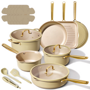 Carote 19-Piece Nonstick Cookware Sets with Utensils, Induction Compatible Pot and Pan, Easy-Clean, Green