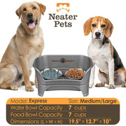 Neater Pets 200-236-AB2 EXPRESS Neater Feeder Dog Feeder - Gunmetal Grey - Medium to Large
