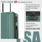 Travelhouse TH2085GRE 3 Piece Luggage Set Hardshell Lightweight Suitcase with TSA Lock 20in24in28in, Green