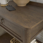 My Texas House Hartwell 1 Drawer Nightstand with USB Ports and Outlet, Heritage Oak Finish, Transitional Cottage Style, 453377